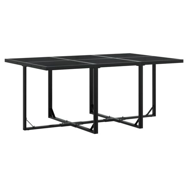 vidaXL 11 Piece Garden Dining Set with Cushions Black Textilene