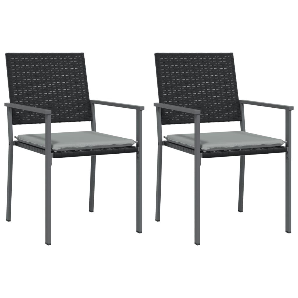 vidaXL 3 Piece Garden Dining Set with Cushions Poly Rattan and Steel
