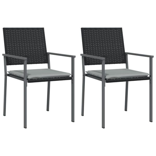 vidaXL 3 Piece Garden Dining Set with Cushions Poly Rattan and Steel