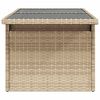 vidaXL Garden Table with Glass Top Beige 100x55x73 cm Poly Rattan