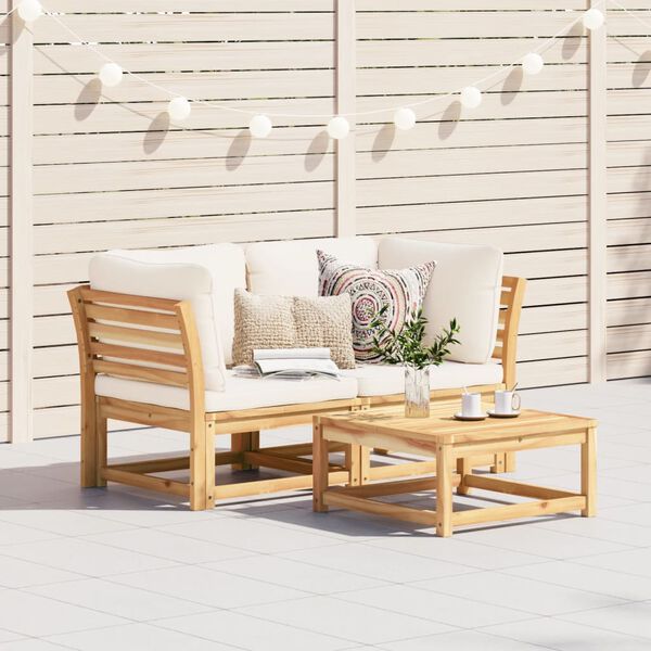 vidaXL Garden Sofa with Cushions 2-Seater Solid Wood Acacia
