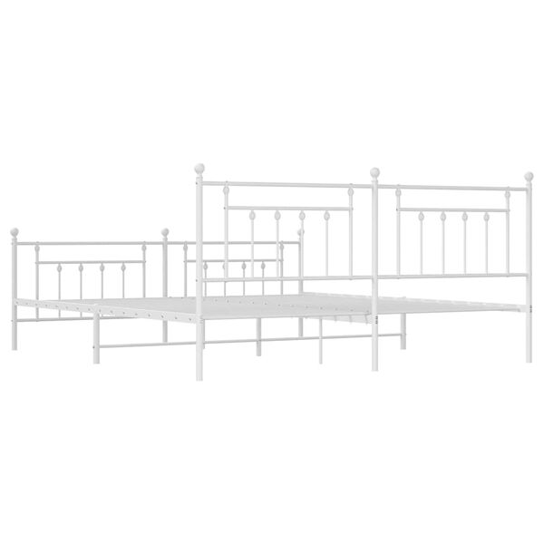 vidaXL Metal Bed Frame without Mattress with Footboard White 193x203cm