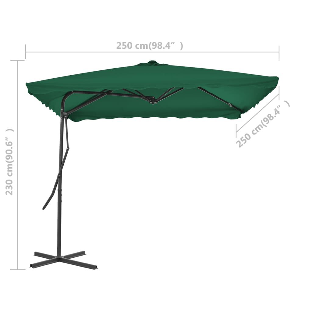 vidaXL Garden Parasol with Steel Pole 250x250 cm Green