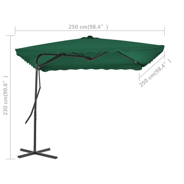 vidaXL Garden Parasol with Steel Pole 250x250 cm Green