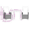 vidaXL 3 Piece Garden Dining Set with Cushions Black Poly Rattan