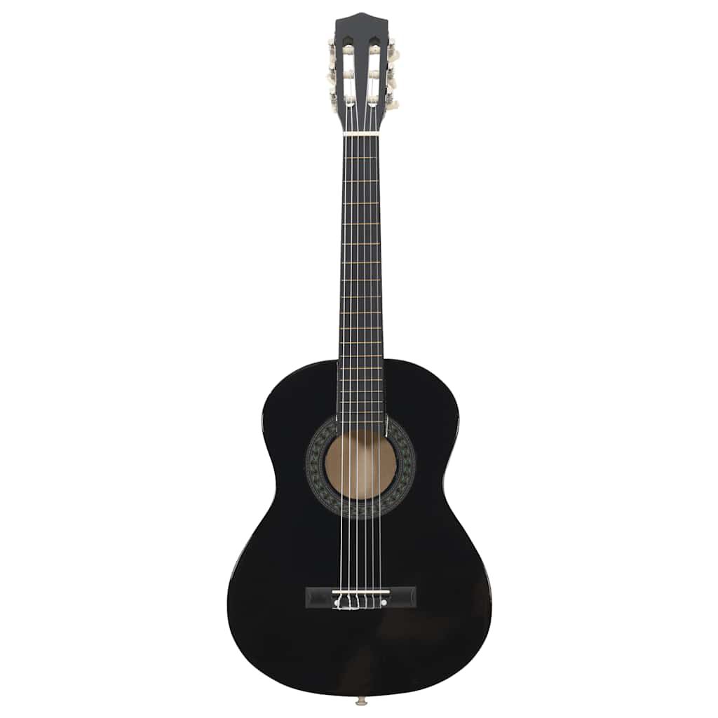 vidaXL 8 Piece Classical Guitar Beginner Set Black 1/2 34"