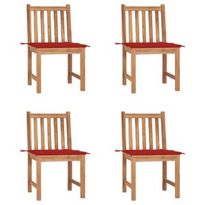 vidaXL Garden Chairs 4 pcs with Cushions Solid Teak Wood