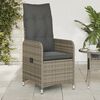 vidaXL Reclining Garden Chair with Cushions Grey Poly Rattan