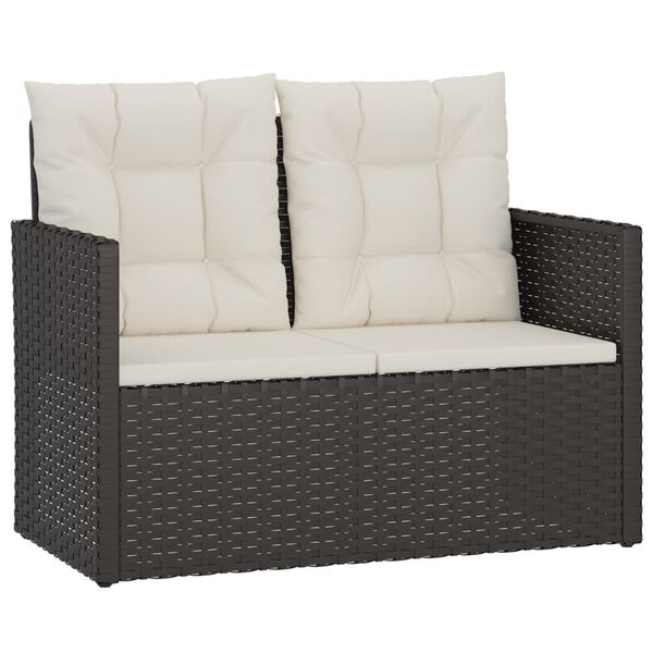 vidaXL Garden Bench with Cushions Black 105 cm Poly Rattan