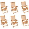 vidaXL Garden Chairs 6 pcs with Beige Cushions Solid Teak Wood