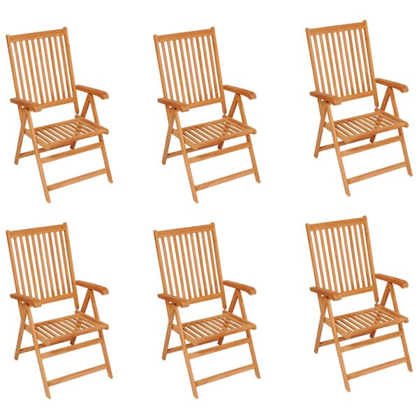 vidaXL Garden Chairs 6 pcs with Beige Cushions Solid Teak Wood
