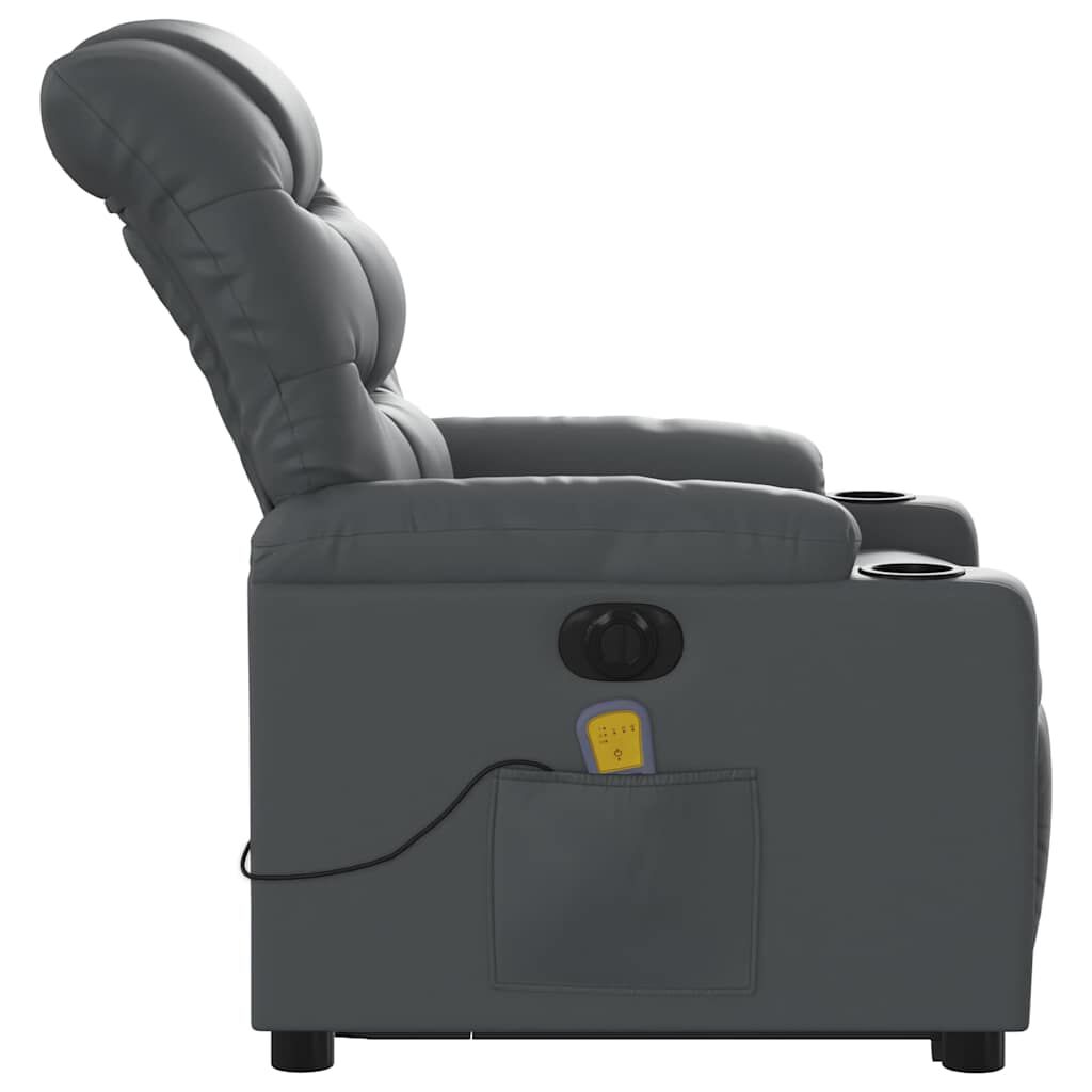 vidaXL Electric Stand up Massage Recliner Chair Grey Faux Leather