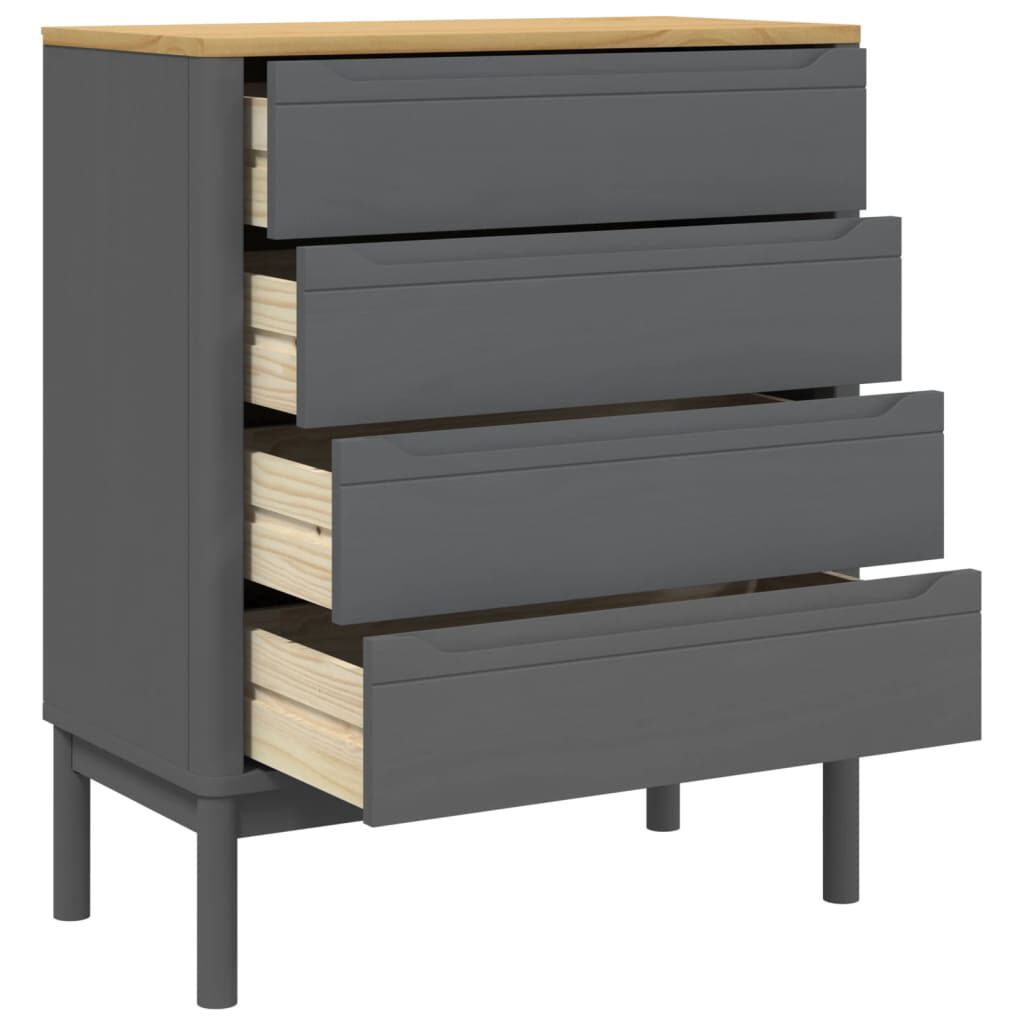 vidaXL Chest of Drawers FLORO Grey cm Solid Wood Pine