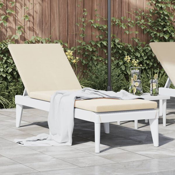 vidaXL Sun Lounger with Cushion White 186x60x29 cm PP