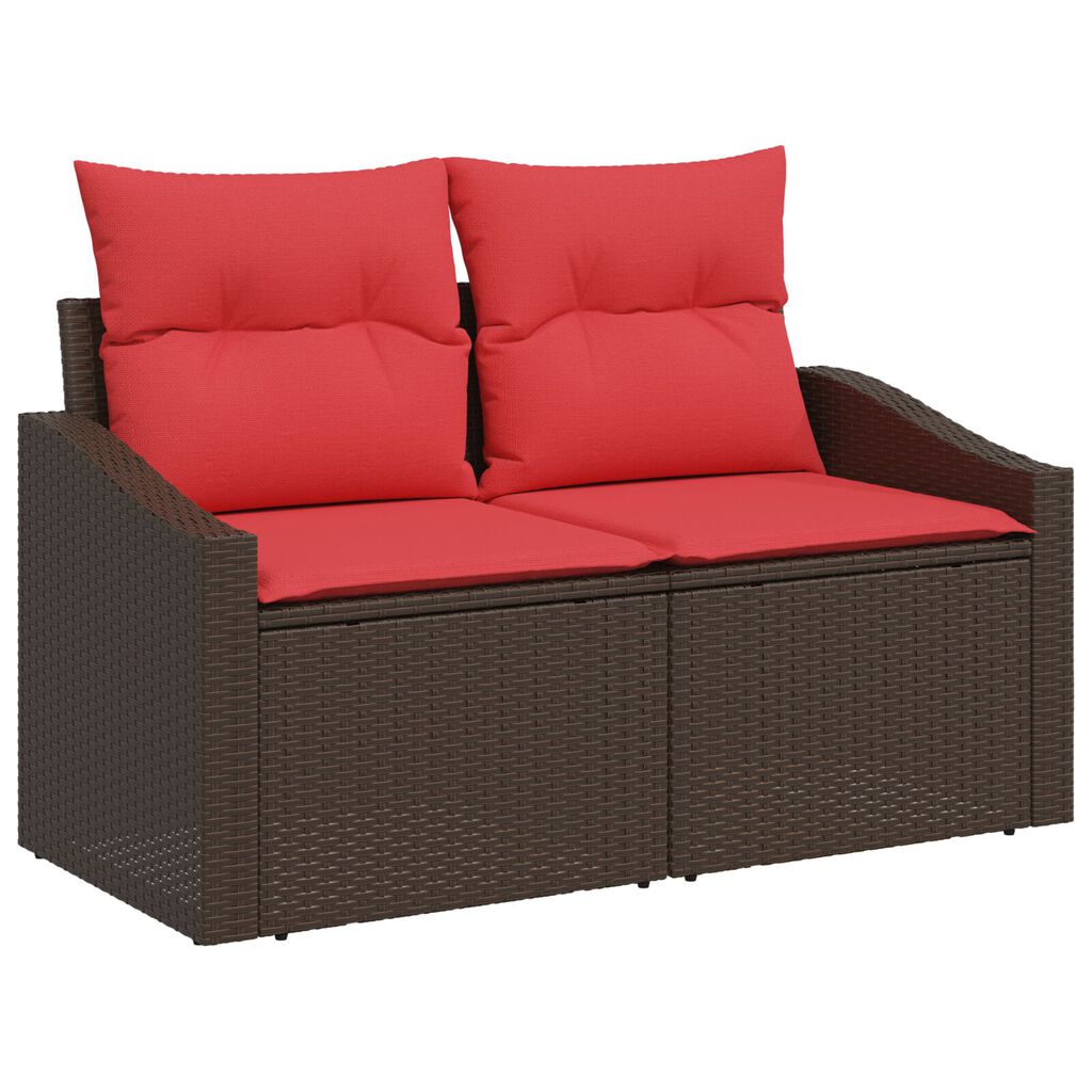 vidaXL 4 Piece Garden Sofa Set with Cushions Brown Poly Rattan