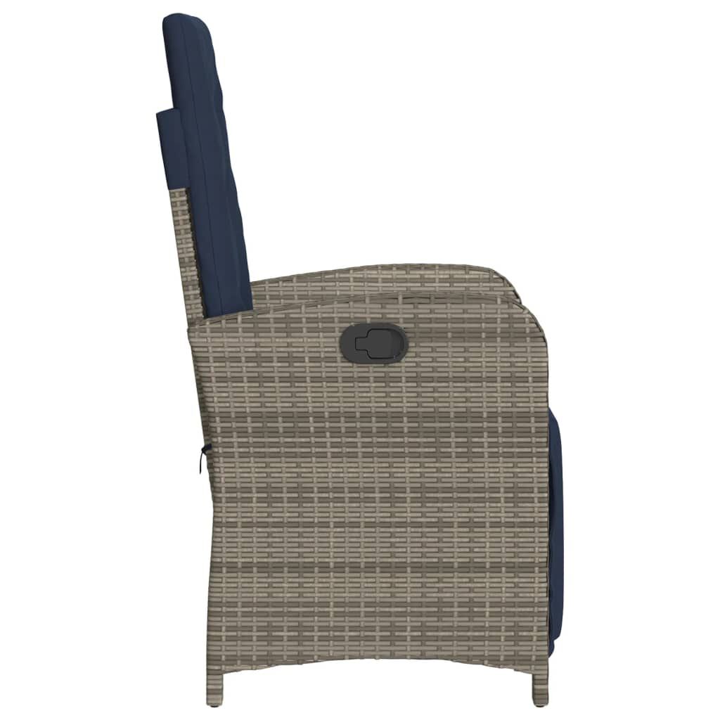 vidaXL 3 Piece Bistro Set with Cushions Grey Poly Rattan