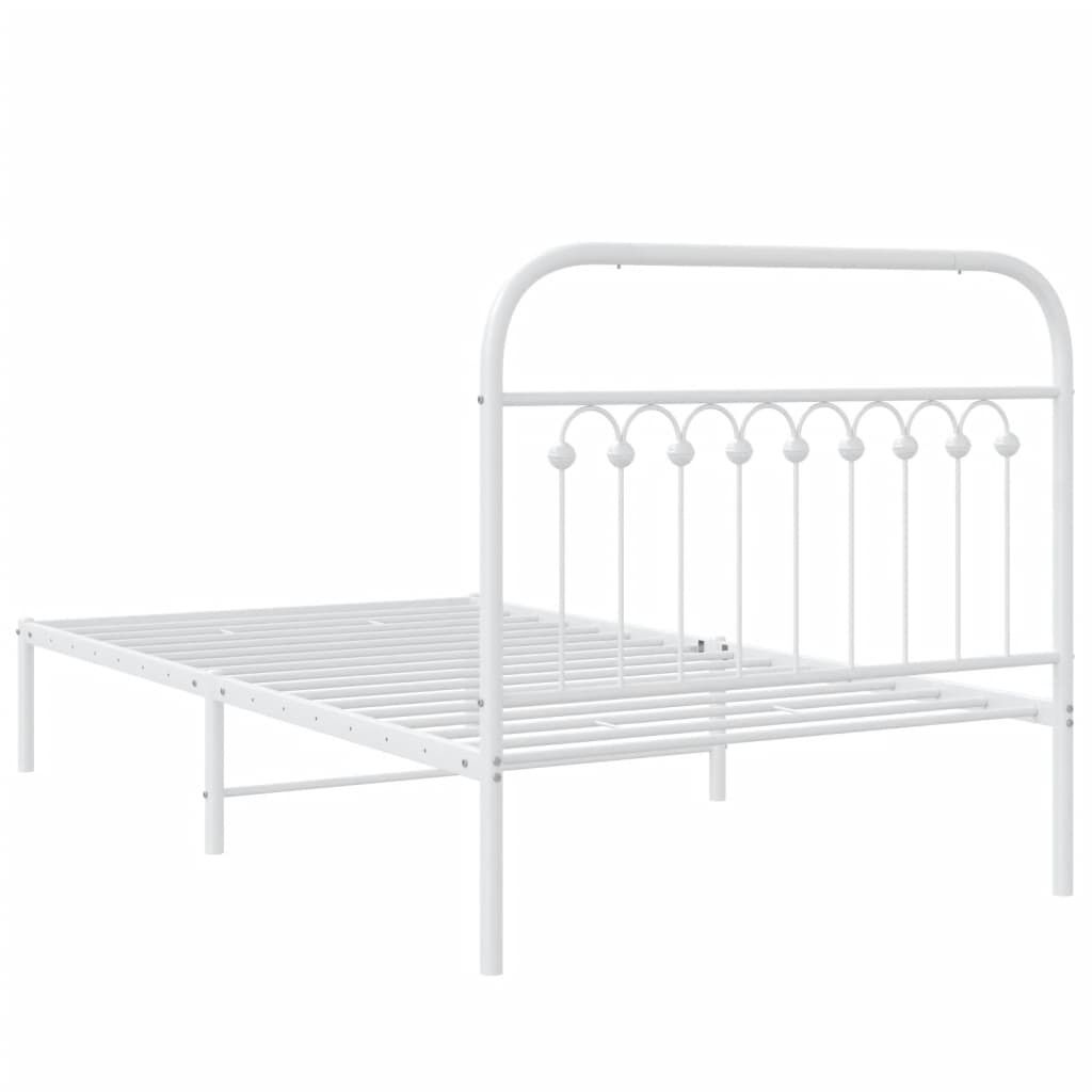 vidaXL Metal Bed Frame without Mattress with Headboard White 100x200cm