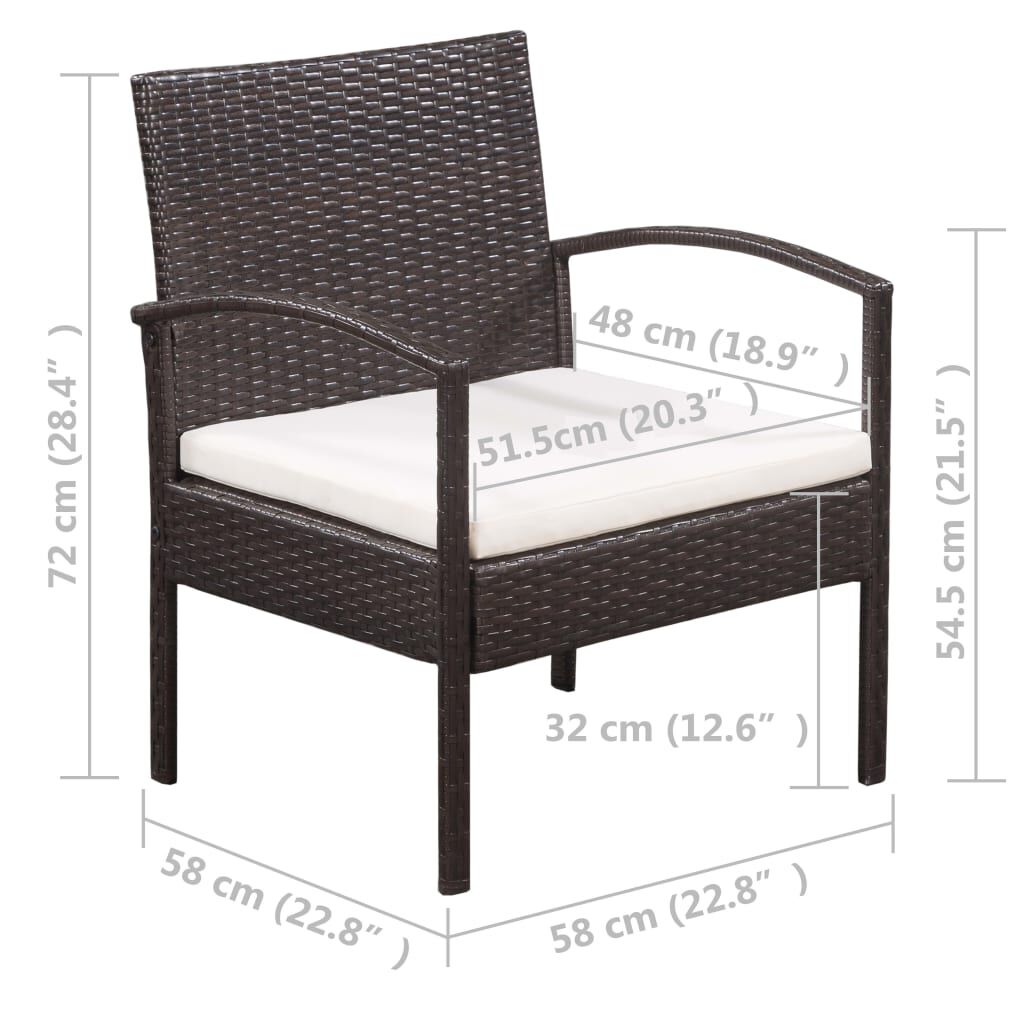 vidaXL 5 Piece Garden Lounge Set with Cushions Poly Rattan Black