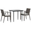 vidaXL 3 Piece Garden Dining Set with Cushions Poly Rattan and Steel