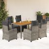 vidaXL 7 Piece Garden Dining Set with Cushions Grey Poly Rattan