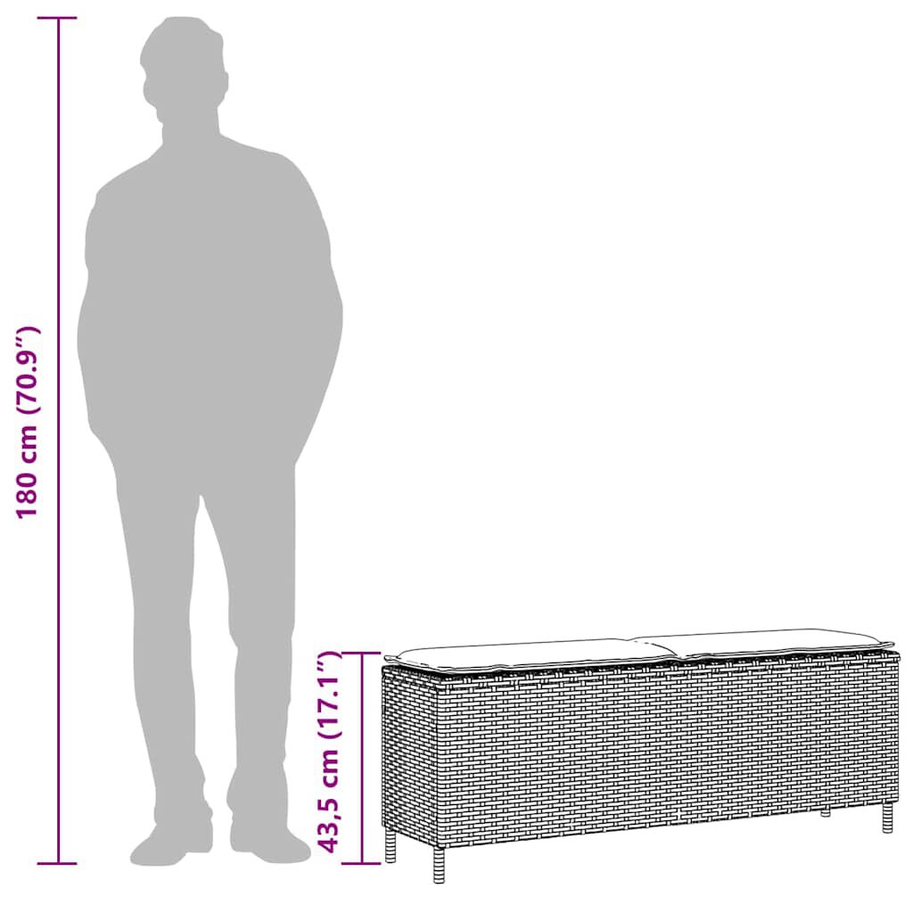 vidaXL Garden Bench with Cushion Grey 110x30x40.5 cm Poly Rattan