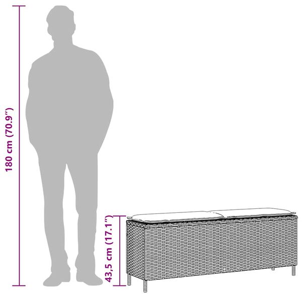 vidaXL Garden Bench with Cushion Grey 110x30x40.5 cm Poly Rattan