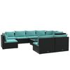 vidaXL 10 Piece Garden Lounge Set with Cushions Poly Rattan Black
