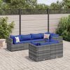 vidaXL 7 Piece Garden Lounge Set with Cushions Grey Poly Rattan