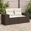 vidaXL Garden Sofa with Cushions 2-Seater Brown Poly Rattan