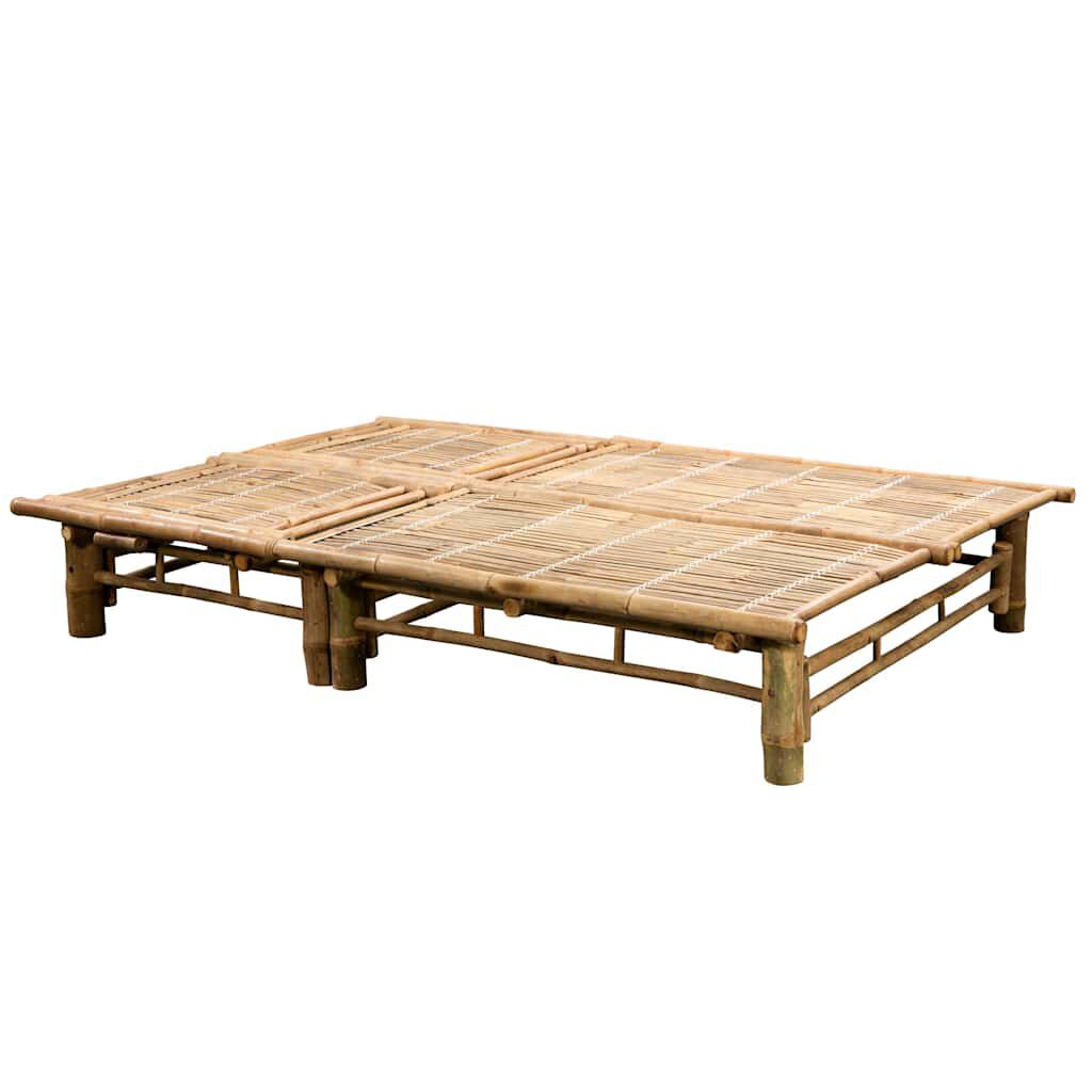 vidaXL 2-Person Sun Lounger with Cushions Bamboo