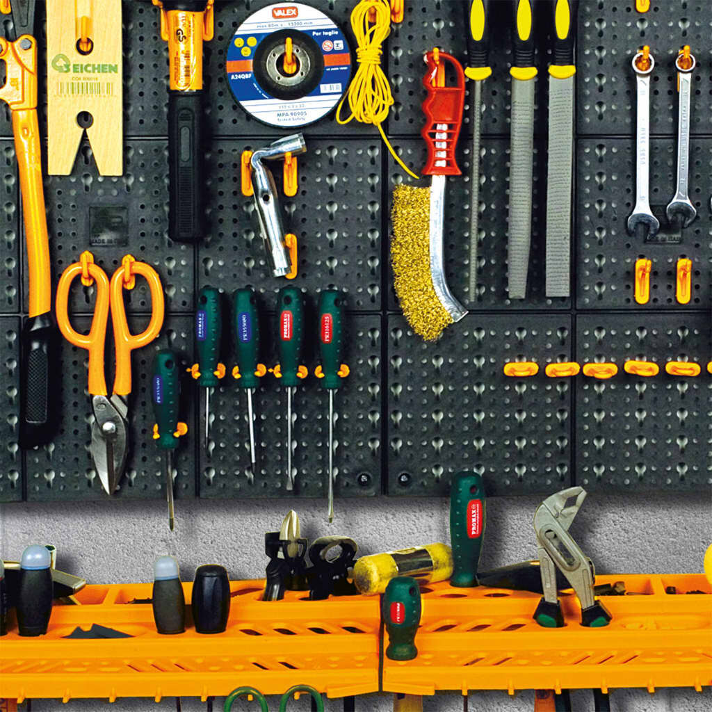 vidaXL Tool Wall 500x1000 mm 50 Hooks PP