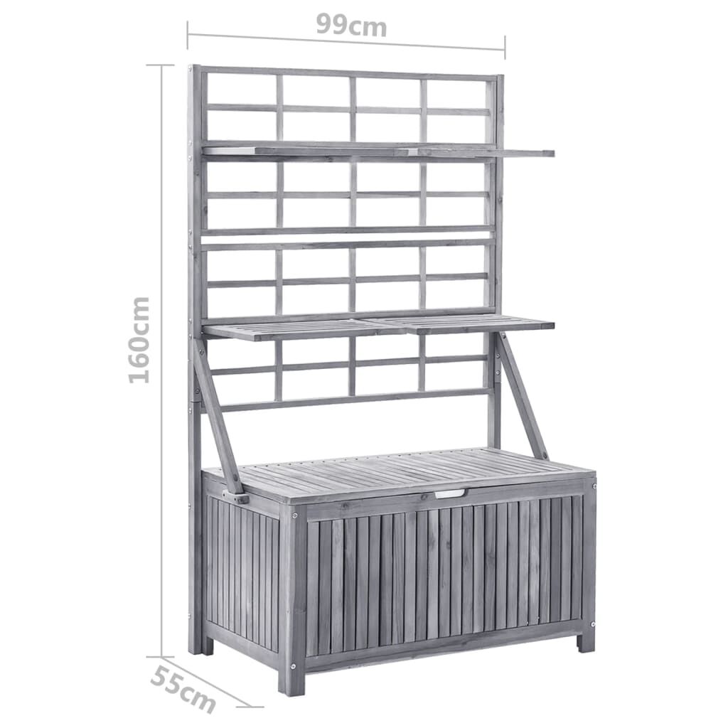 vidaXL Storage Box with Trellis Grey 99x55x160 cm Solid Acacia Wood