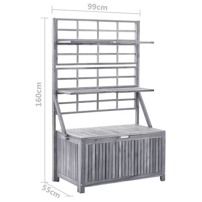 vidaXL Storage Box with Trellis Grey 99x55x160 cm Solid Acacia Wood