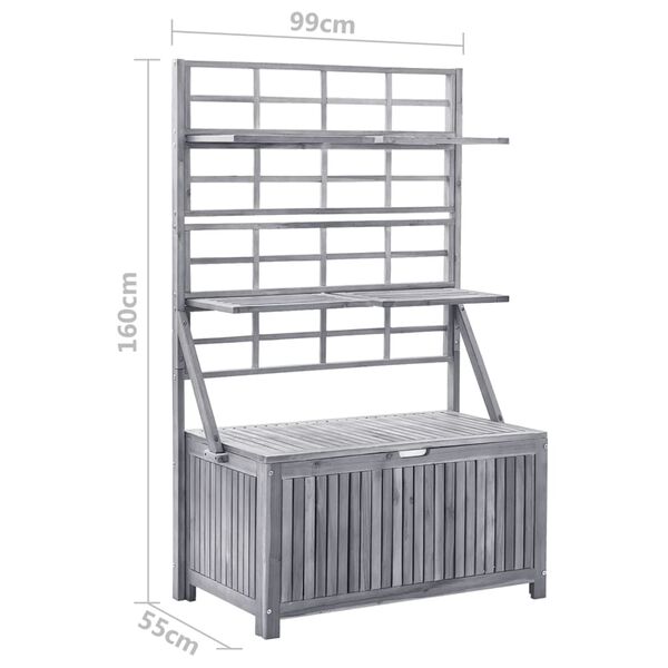 vidaXL Storage Box with Trellis Grey 99x55x160 cm Solid Acacia Wood