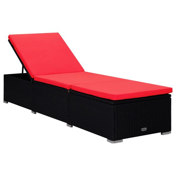 vidaXL 3 Piece Garden Sun Loungers with Tea Table Poly Rattan Black
