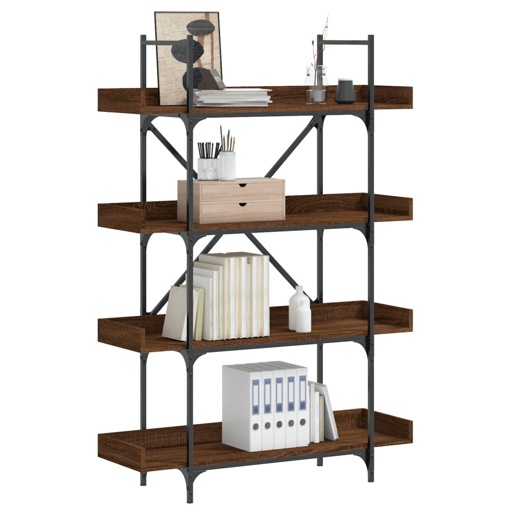 vidaXL Bookcase 4-Tier Brown Oak 100x33x145.5 cm Engineered Wood
