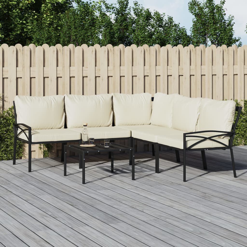 vidaXL 6 Piece Garden Lounge Set with Sand Cushions Steel
