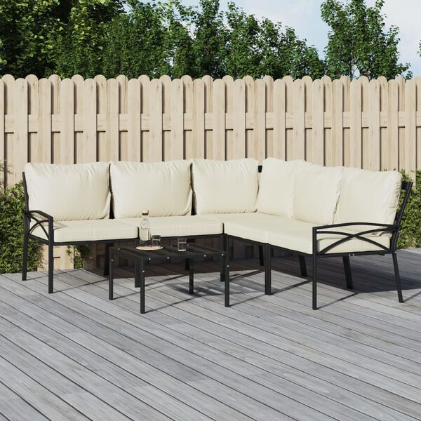 vidaXL 6 Piece Garden Lounge Set with Sand Cushions Steel