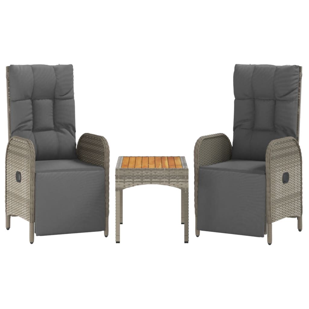 vidaXL 5 Piece Garden Dining Set with Cushions Grey Poly Rattan
