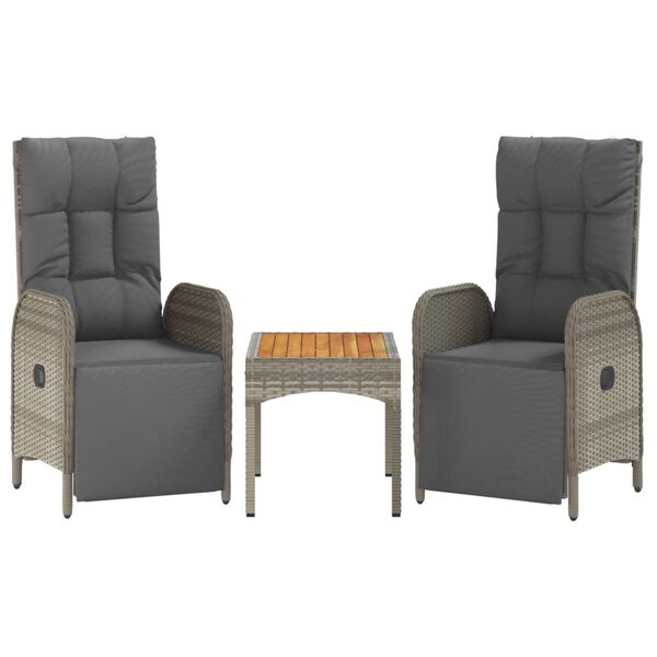 vidaXL 5 Piece Garden Dining Set with Cushions Grey Poly Rattan