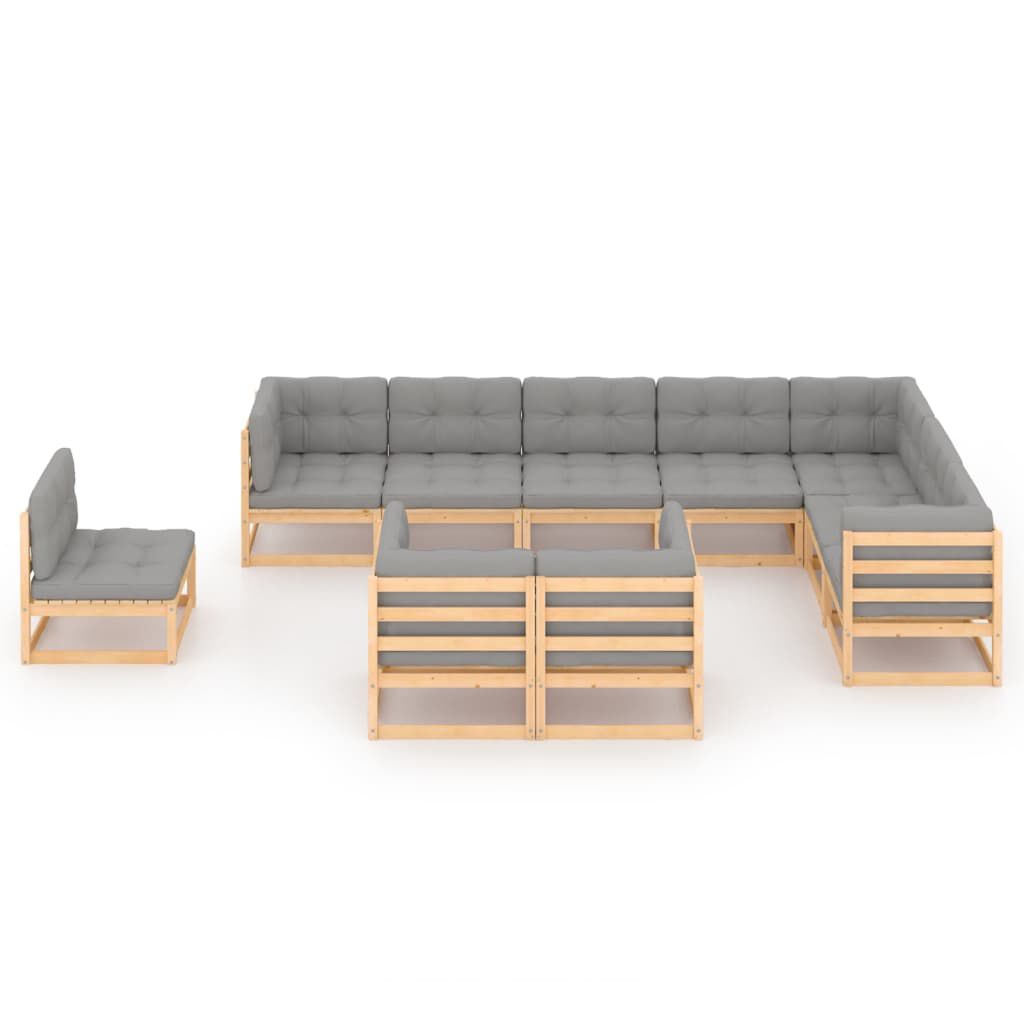 vidaXL 10 Piece Garden Lounge Set with Cushions Solid Pinewood
