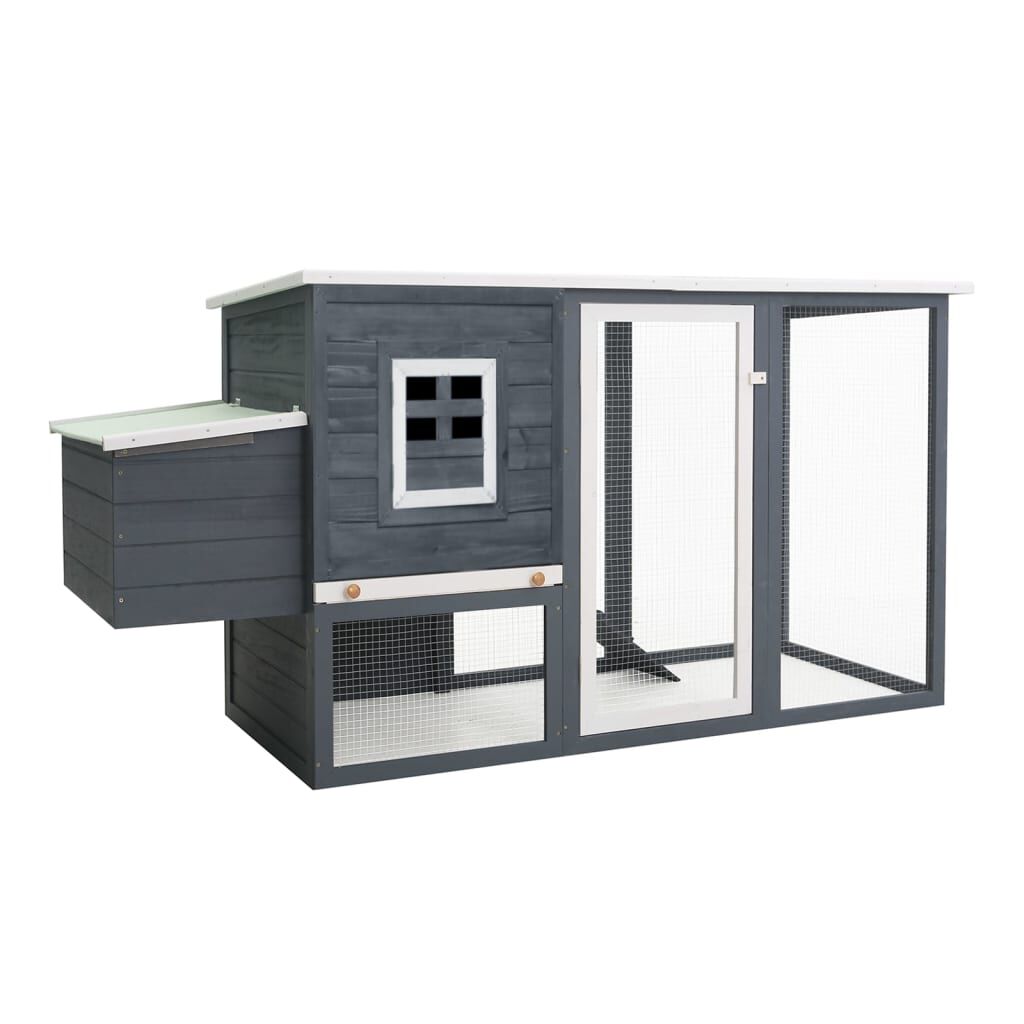 vidaXL Outdoor Chicken Cage Hen House with 1 Egg Cage Grey Wood
