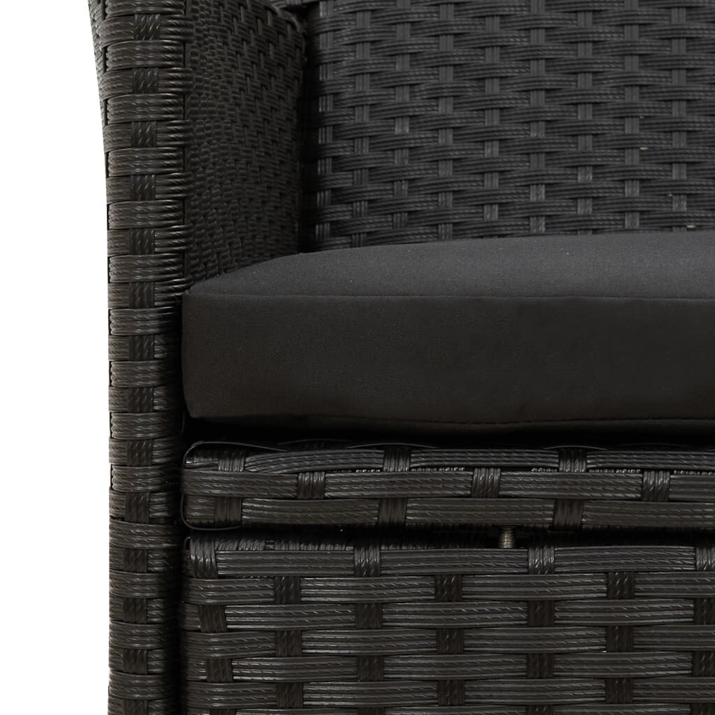 vidaXL Garden Chairs with Cushions 4 pcs Poly Rattan Black