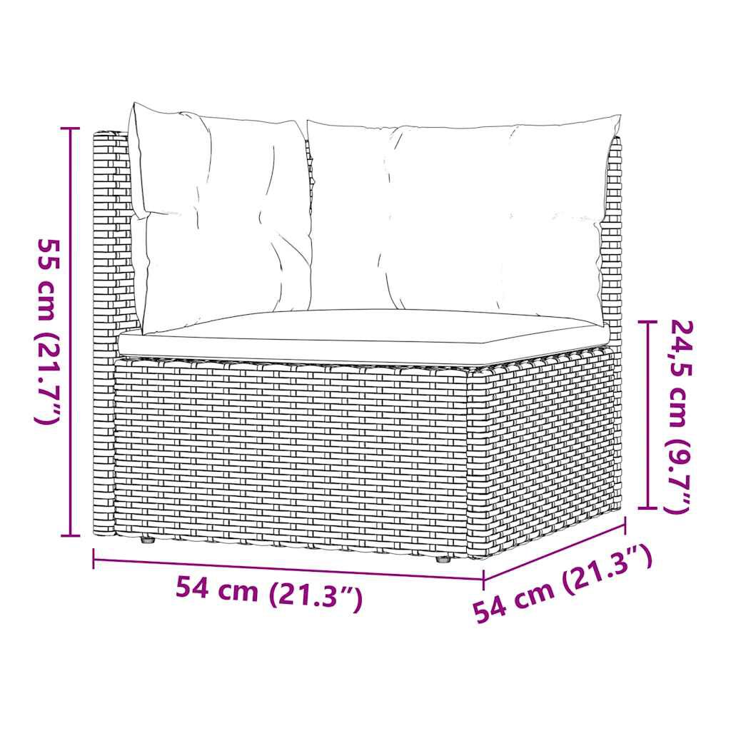 vidaXL 3 Piece Garden Lounge Set with Cushions Grey Poly Rattan