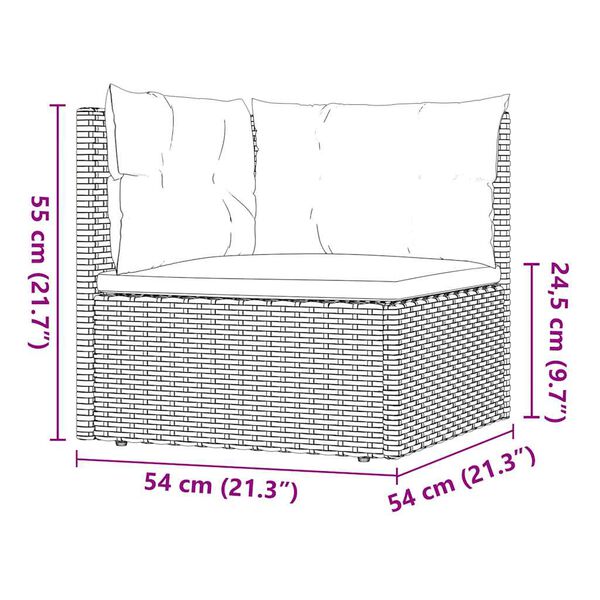 vidaXL 3 Piece Garden Lounge Set with Cushions Grey Poly Rattan