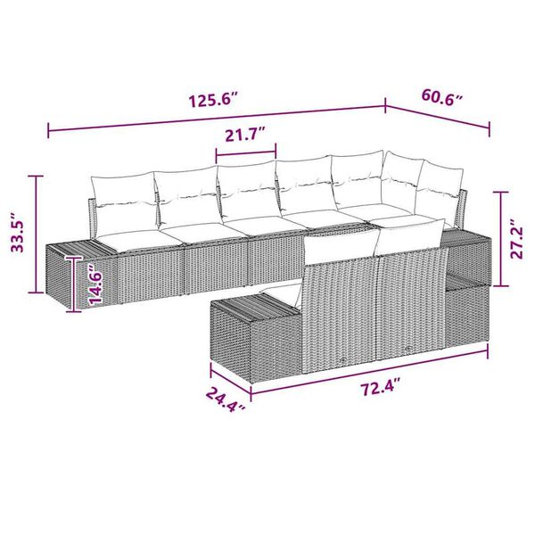 vidaXL Garden Sofa Set with Cushion 8 pcs Brown Poly rattan