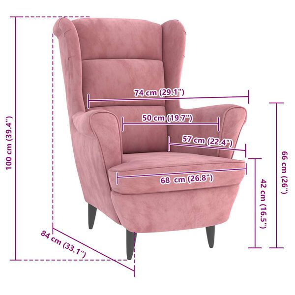 vidaXL Armchair Pink Velvet