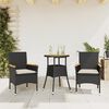 vidaXL 3 Piece Garden Dining Set with Cushions Black Poly Rattan and Acacia