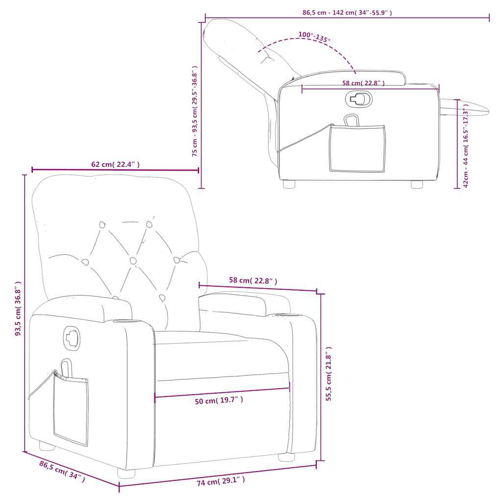 vidaXL Massage Recliner Chair Black Faux Leather