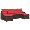 vidaXL Sofa Set with Cushion 6 pcs Brown Poly Rattan